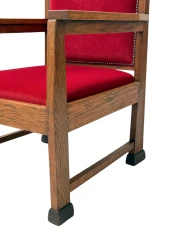 1920s Art Deco Lounge Chairs by Architect Schubad, Solid Oak & Velvet